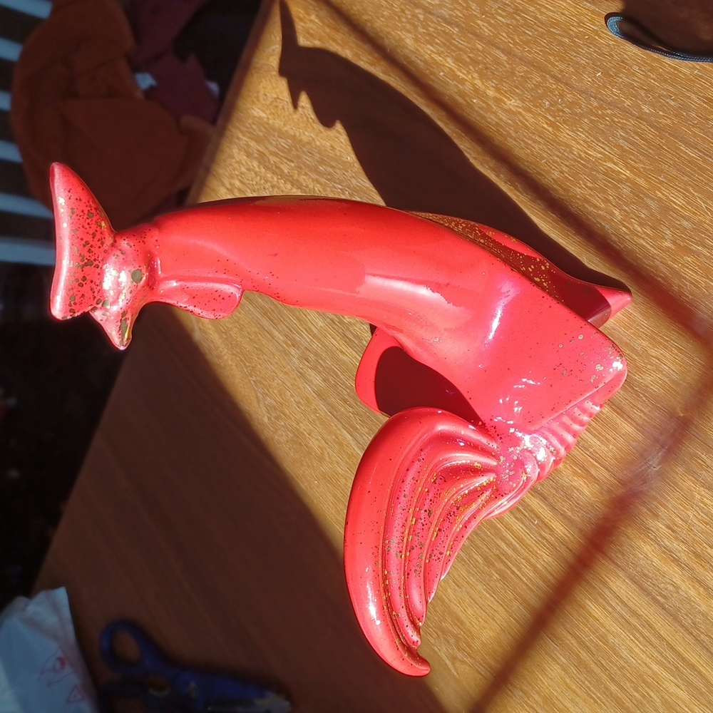 ❤Art Deco Red Ceramic Rooster 1950s